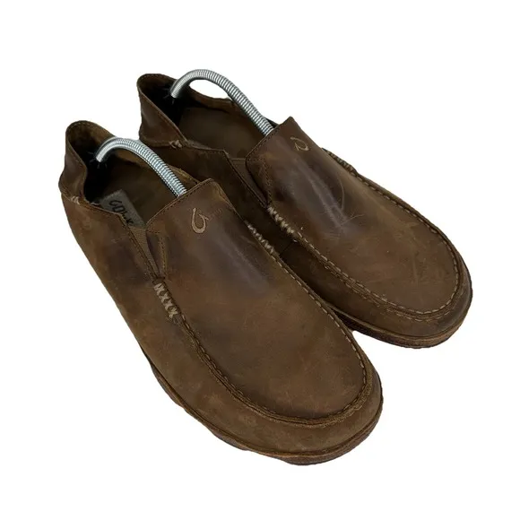 OluKai Moloa Men's Nubuck Slip On Loafers Shoes Size 11 Brown Comfort