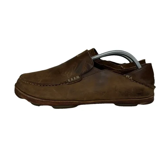 OluKai Moloa Men's Nubuck Slip On Loafers Shoes Size 11 Brown Comfort