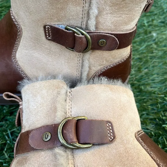 Olukai Pehuea Hulu Sherling Lined Leather Slip On Ankle Boots