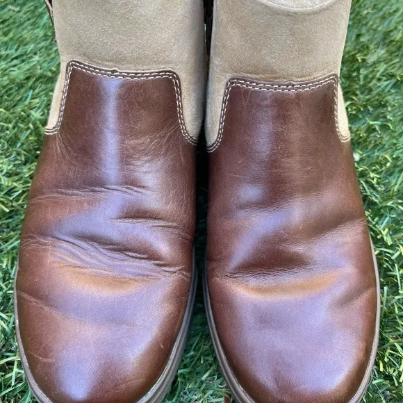 Olukai Pehuea Hulu Sherling Lined Leather Slip On Ankle Boots