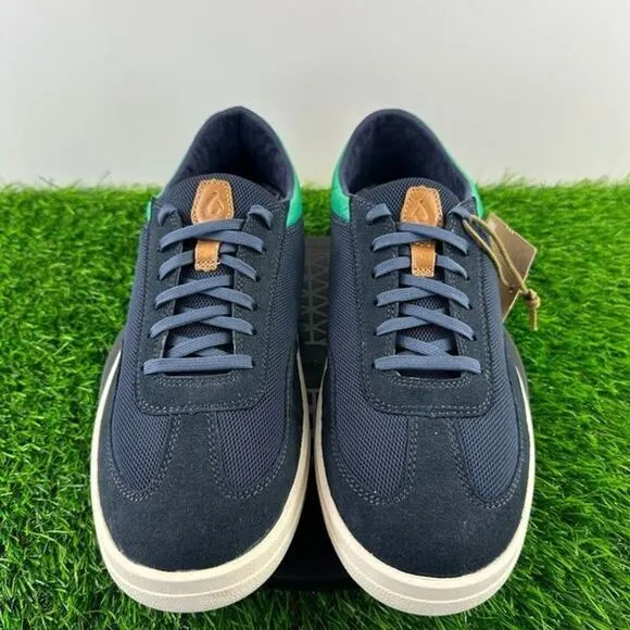 OluKai Punini Court Sneakers Men Size 10 Blue Green Leather Suede Shoes NEW