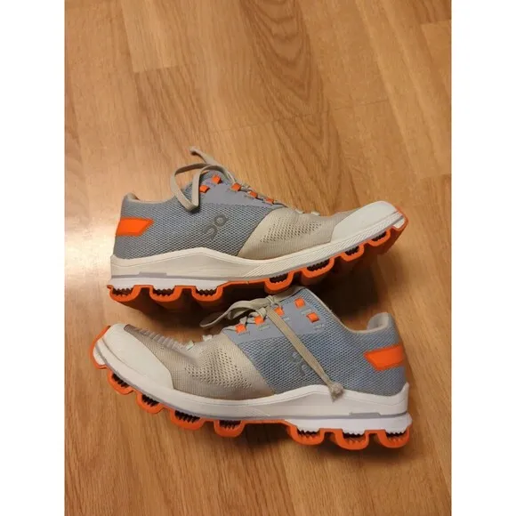 On Cloud Cloudsurfer Womens 7.5 Gray Orange White Running Shoes Athletic Sneaker