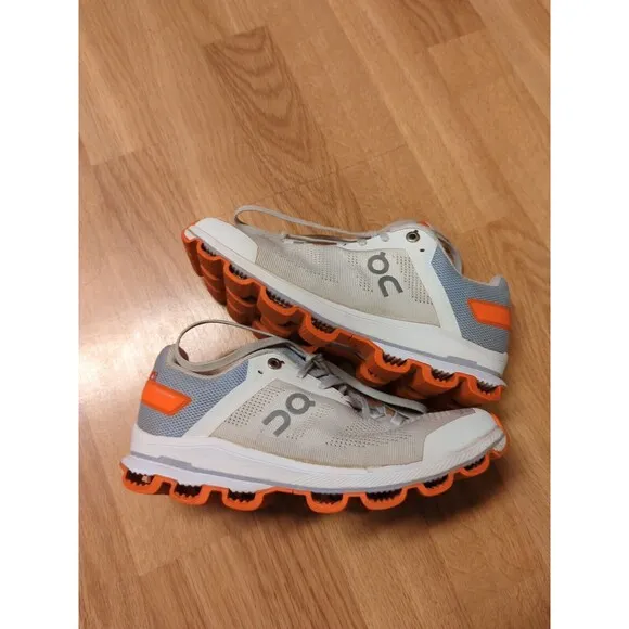 On Cloud Cloudsurfer Womens 7.5 Gray Orange White Running Shoes Athletic Sneaker