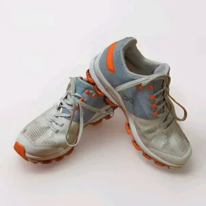 On Cloud Cloudsurfer Womens 7.5 Gray Orange White Running Shoes Athletic Sneaker