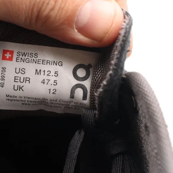 On Running Cloud 5 Mens 12.5 Black Athletic and Training Shoes