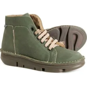 OnFoot Women's Cozy-Lined Sneaker Boots Leather Green