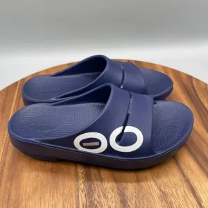 OOFOS OOahh Luxe Sandals Womens Size 6 Blue Sport Slide Recovery Comfort Support