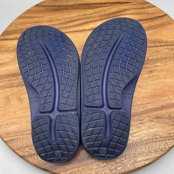OOFOS OOahh Luxe Sandals Womens Size 6 Blue Sport Slide Recovery Comfort Support