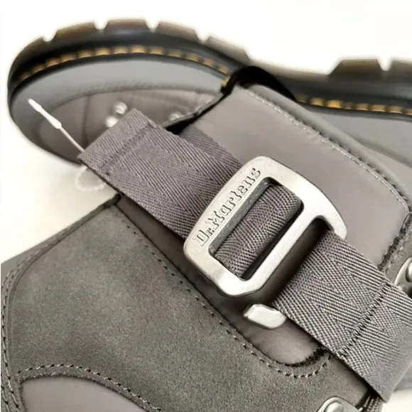 Original DR. MARTENS Combs Tech Gunmetal Grey Quilted Padded Boots W5 M 4