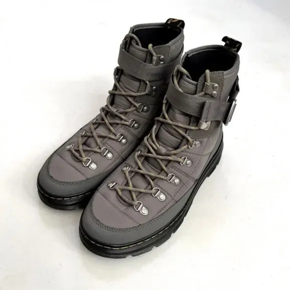 Original DR. MARTENS Combs Tech Gunmetal Grey Quilted Padded Boots W5 M 4