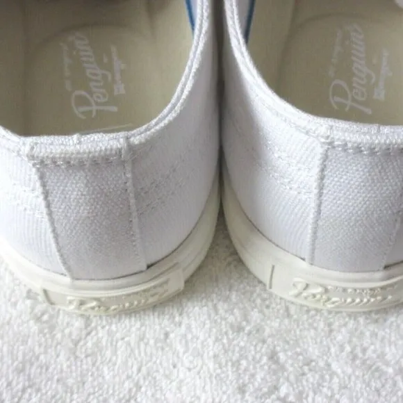 Original Penguin Men's Sam Stripe Classic Lace Up Canvas White Blue Shoes NIB