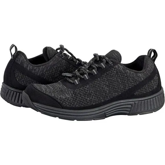 OrthoFeet Lava No-Tie Sneakers Men's US 13 Black Low Top Running Shoes ZPO363