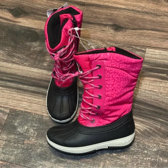 Pajar Kids pink and black waterproof boots girls size 2Y BNWT