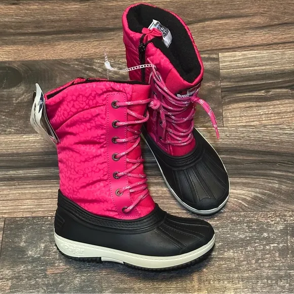 Pajar Kids pink and black waterproof boots girls size 2Y BNWT