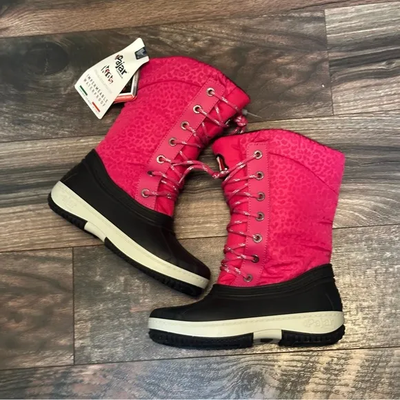 Pajar Kids pink and black waterproof boots girls size 2Y BNWT