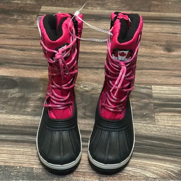 Pajar Kids pink and black waterproof boots girls size 2Y BNWT