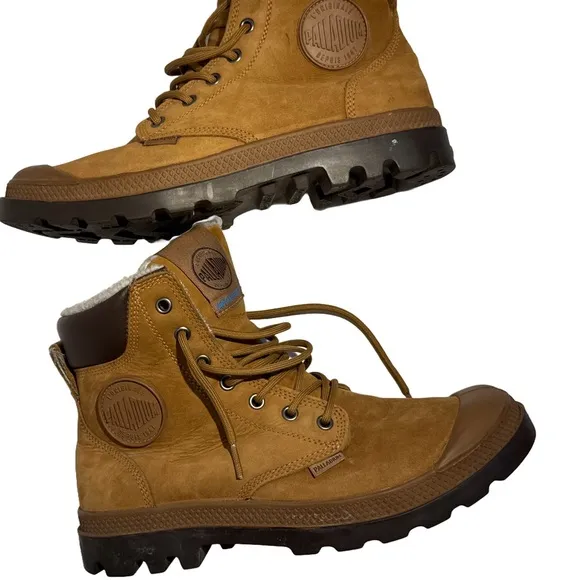 Palladium 72992-697-M Waterproof Boots Men’s 8 Tan Fur Lined Hiking Outdoor