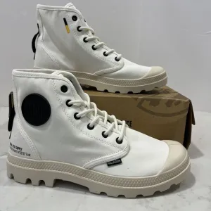 Palladium Pampa HI Htg Supply Star White Combat Boots M 8 , W 9.5 Canvas NEW