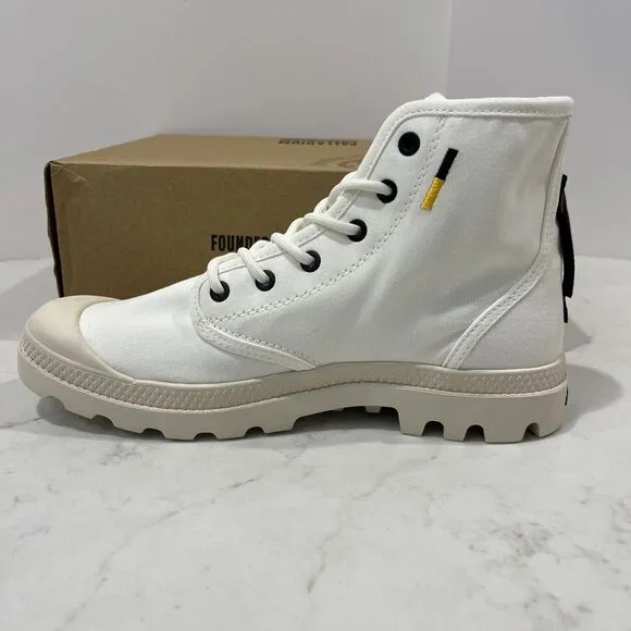 Palladium Pampa HI Htg Supply Star White Combat Boots M 8 , W 9.5 Canvas NEW