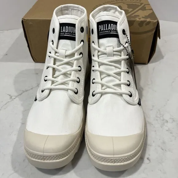 Palladium Pampa HI Htg Supply Star White Combat Boots M 8 , W 9.5 Canvas NEW