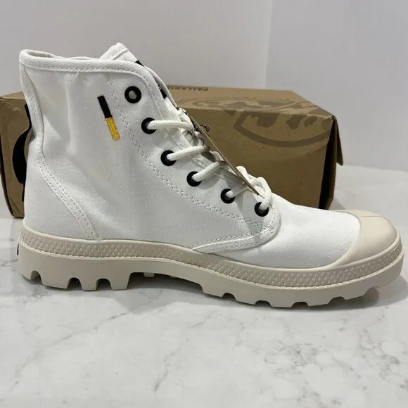 Palladium Pampa HI Htg Supply Star White Combat Boots M 8 , W 9.5 Canvas NEW