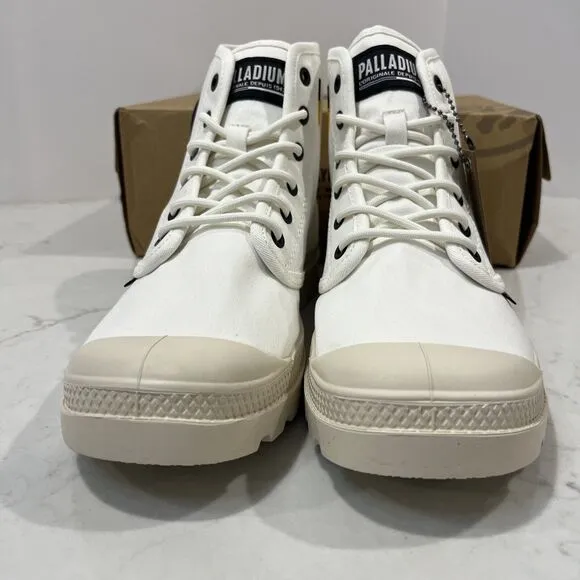 Palladium Pampa HI Htg Supply Star White Combat Boots M 8 , W 9.5 Canvas NEW