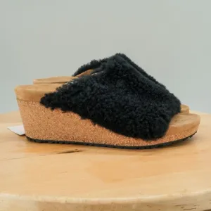 Papillio by Birkenstock Namica Teddy Womens Size 6 Wedges Shearling Mules NEW