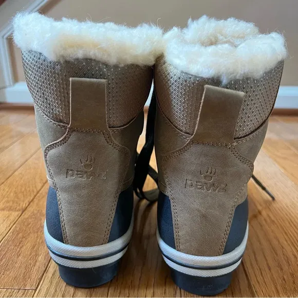 PAWZ Womens Ginnie Duck Boots 5 Hickory Faux‎ Fur Brown Winter Shearling Warm