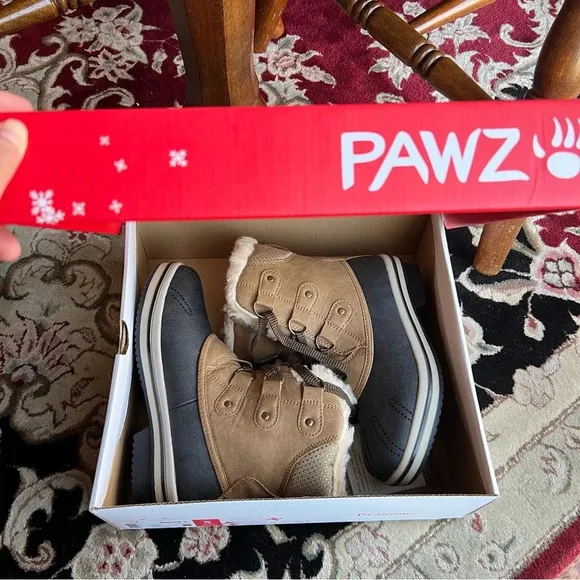 PAWZ Womens Ginnie Duck Boots 5 Hickory Faux‎ Fur Brown Winter Shearling Warm