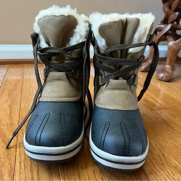PAWZ Womens Ginnie Duck Boots 5 Hickory Faux‎ Fur Brown Winter Shearling Warm