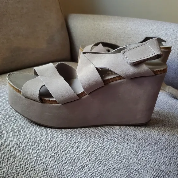 Pedro Garcia Suede Wedge Platform Cork Footbed Comfort Sandals size 41