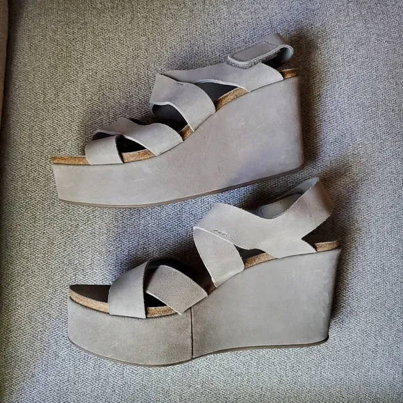 Pedro Garcia Suede Wedge Platform Cork Footbed Comfort Sandals size 41