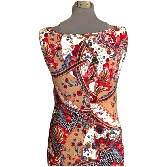 Peruvian Connection Sleeveless Pattern sheath Midi Dress Size Small boho floral