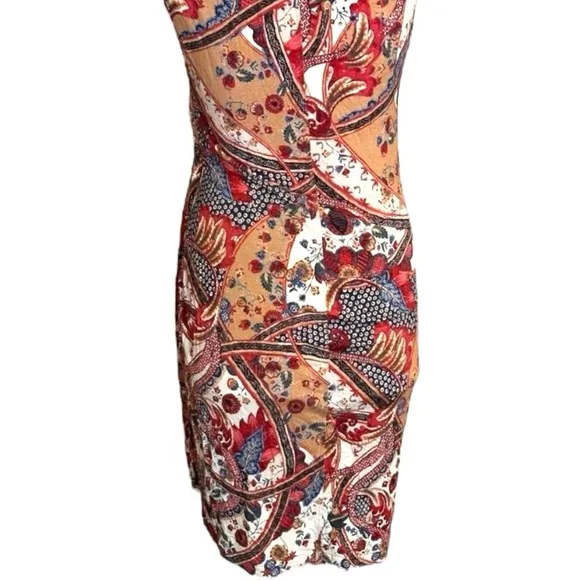 Peruvian Connection Sleeveless Pattern sheath Midi Dress Size Small boho floral