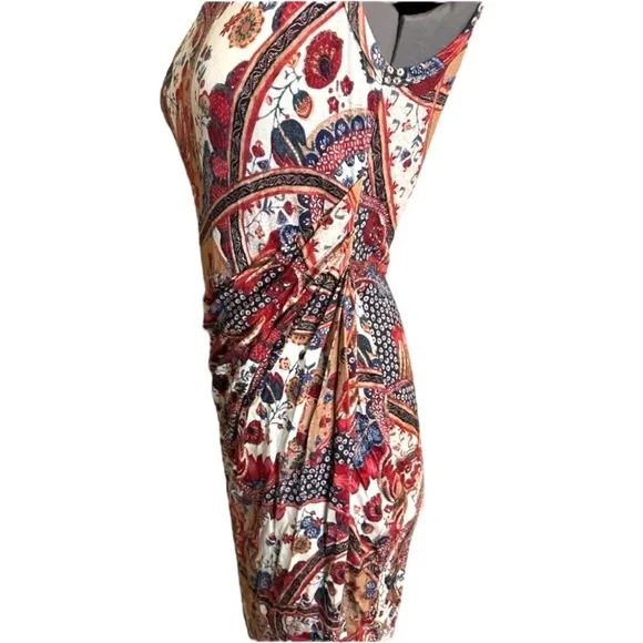 Peruvian Connection Sleeveless Pattern sheath Midi Dress Size Small boho floral