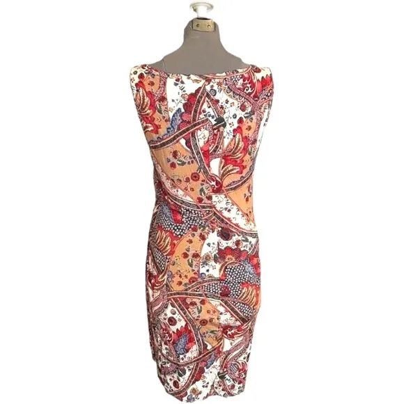 Peruvian Connection Sleeveless Pattern sheath Midi Dress Size Small boho floral