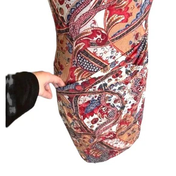 Peruvian Connection Sleeveless Pattern sheath Midi Dress Size Small boho floral