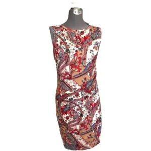 Peruvian Connection Sleeveless Pattern sheath Midi Dress Size Small boho floral
