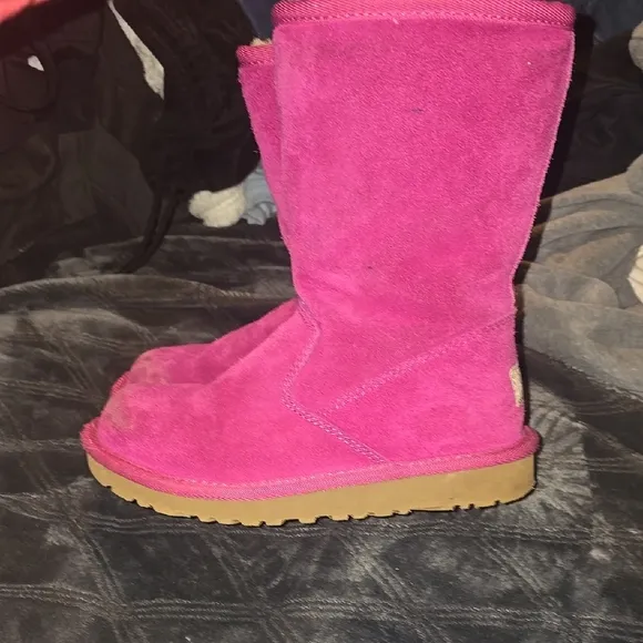 Pink Suede Boots with Shearling Lining