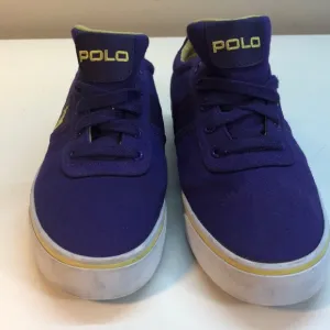Polo Purple Canvas &amp; Leather Shoes Yellow Pony