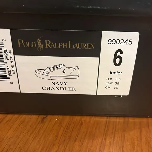 Polo Ralph Lauren Chandler Canvas Shoes Sneakers new Navy Blue Youth Size 6 boys