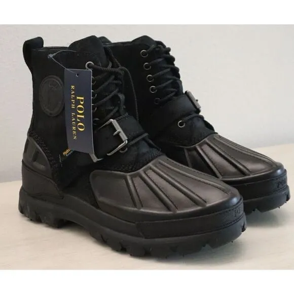 Polo Ralph Lauren Men Sz 8D Black Oslo High Waterproof Leather-Suede Boots $188