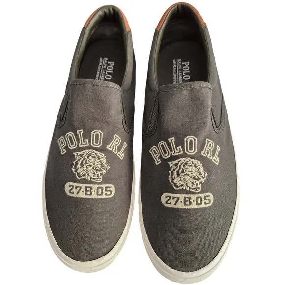 Polo Ralph Lauren Men Thompson P Sneakers US 13D Deep Olive Green Canvas Shoes