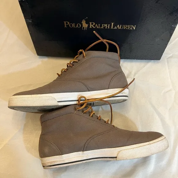 POLO RALPH LAUREN Men’s Canvas Mid Top Shoes, Size 10.5.