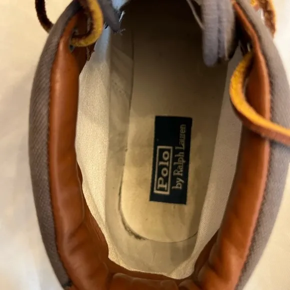 POLO RALPH LAUREN Men’s Canvas Mid Top Shoes, Size 10.5.