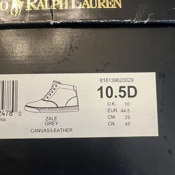 POLO RALPH LAUREN Men’s Canvas Mid Top Shoes, Size 10.5.