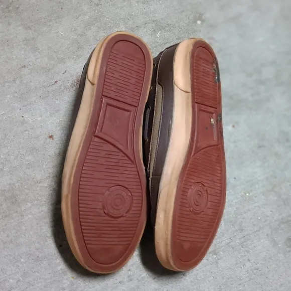 Polo Ralph Lauren Parkstone Low Brown Canvas Leather Shoes Men Sz.12