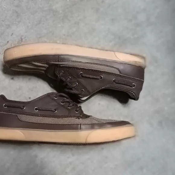 Polo Ralph Lauren Parkstone Low Brown Canvas Leather Shoes Men Sz.12