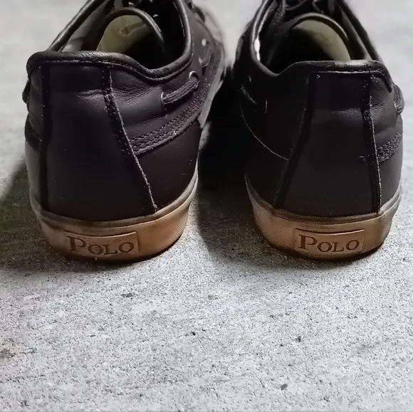 Polo Ralph Lauren Parkstone Low Brown Canvas Leather Shoes Men Sz.12