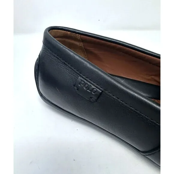 Polo Ralph Lauren Reynold driver leather loafer shoes Black NEW Men's size 8 NEW